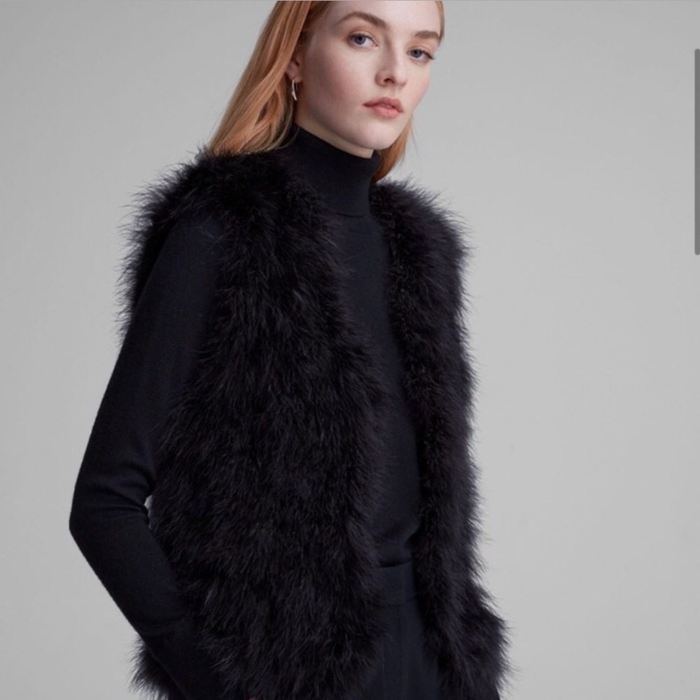 Club Monaco Black real feather vest.